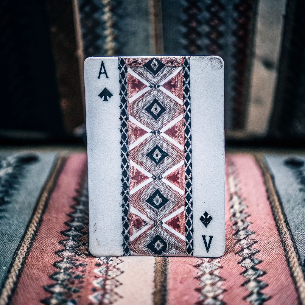 Close-up of a custom playing card